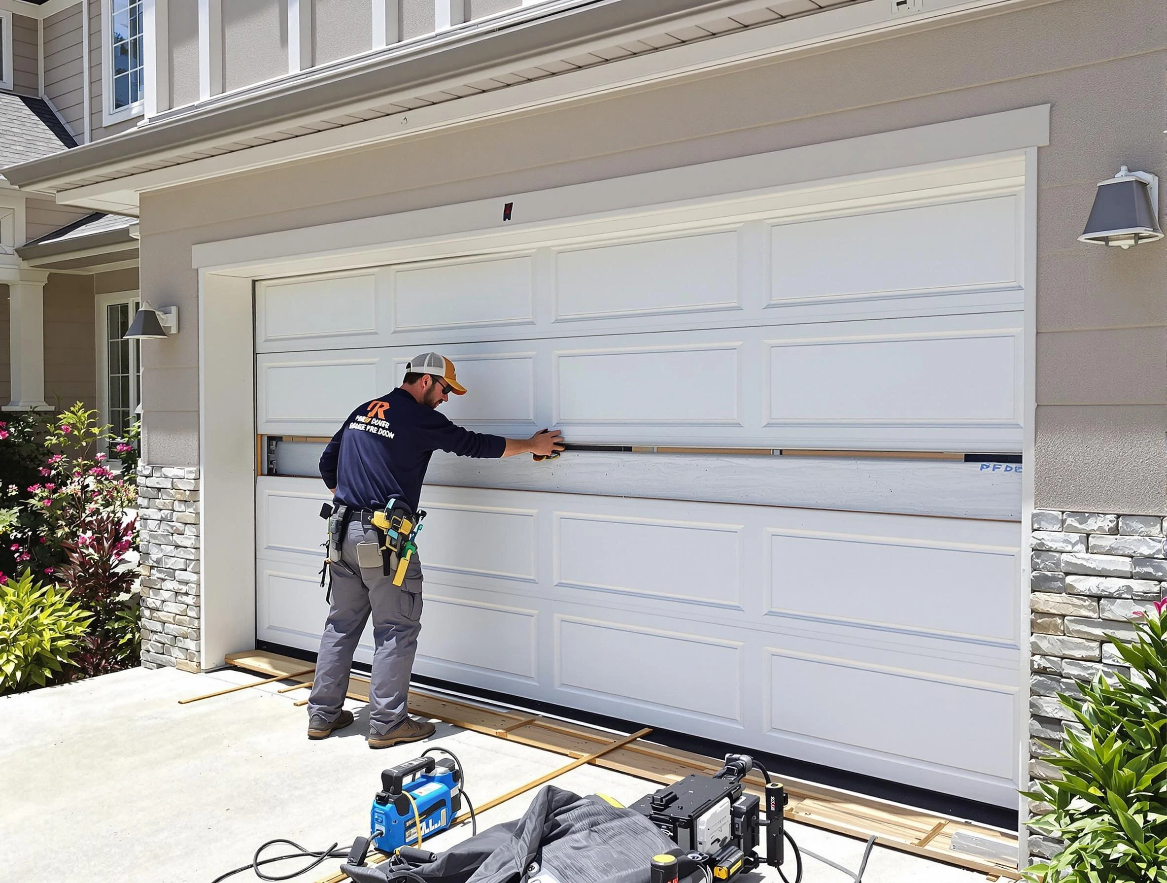 Forest Hills Garage Door Repair team performing complete garage door replacement at Forest Hills residence