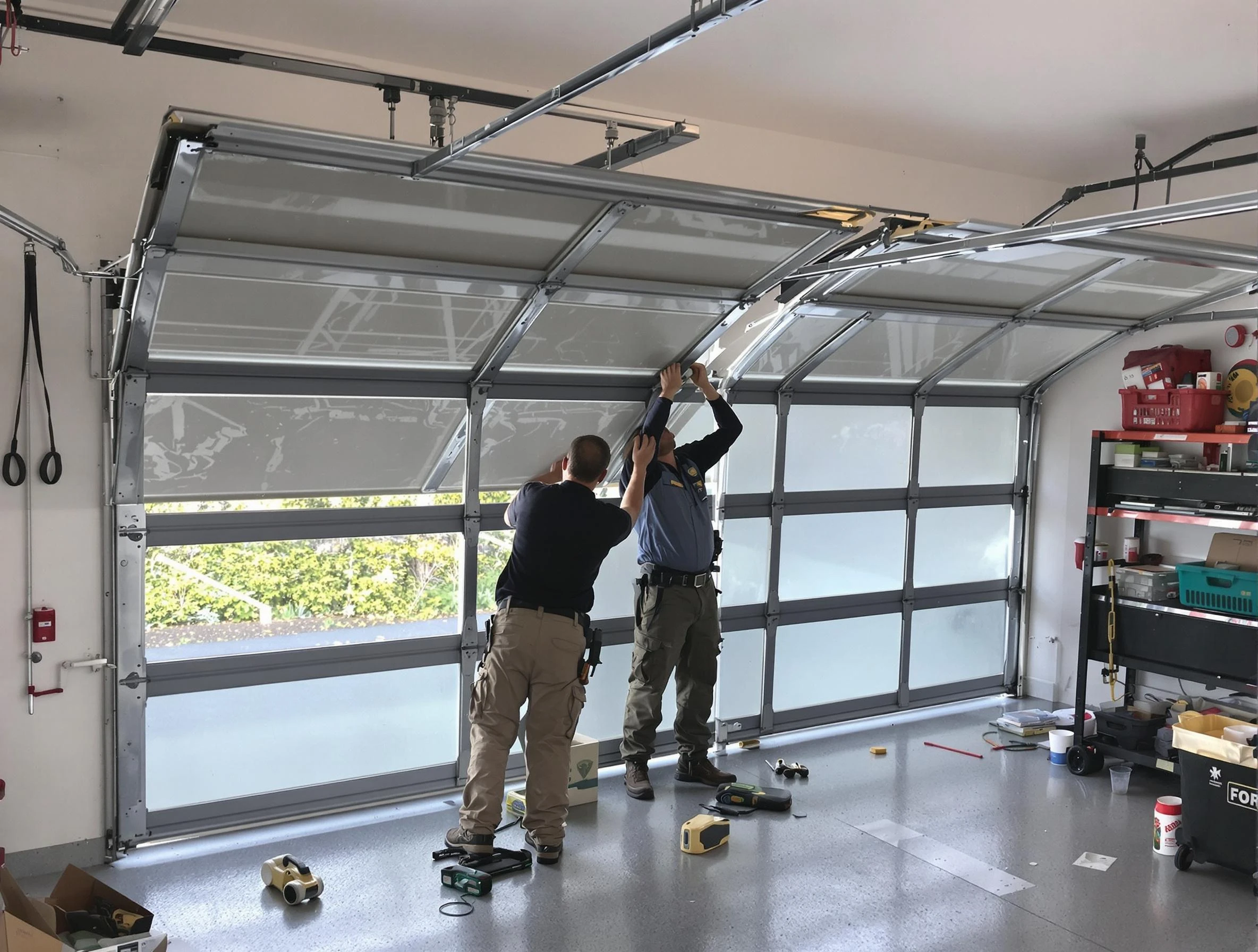 Forest Hills Garage Door Repair expert performing precise panel replacement on Forest Hills garage door