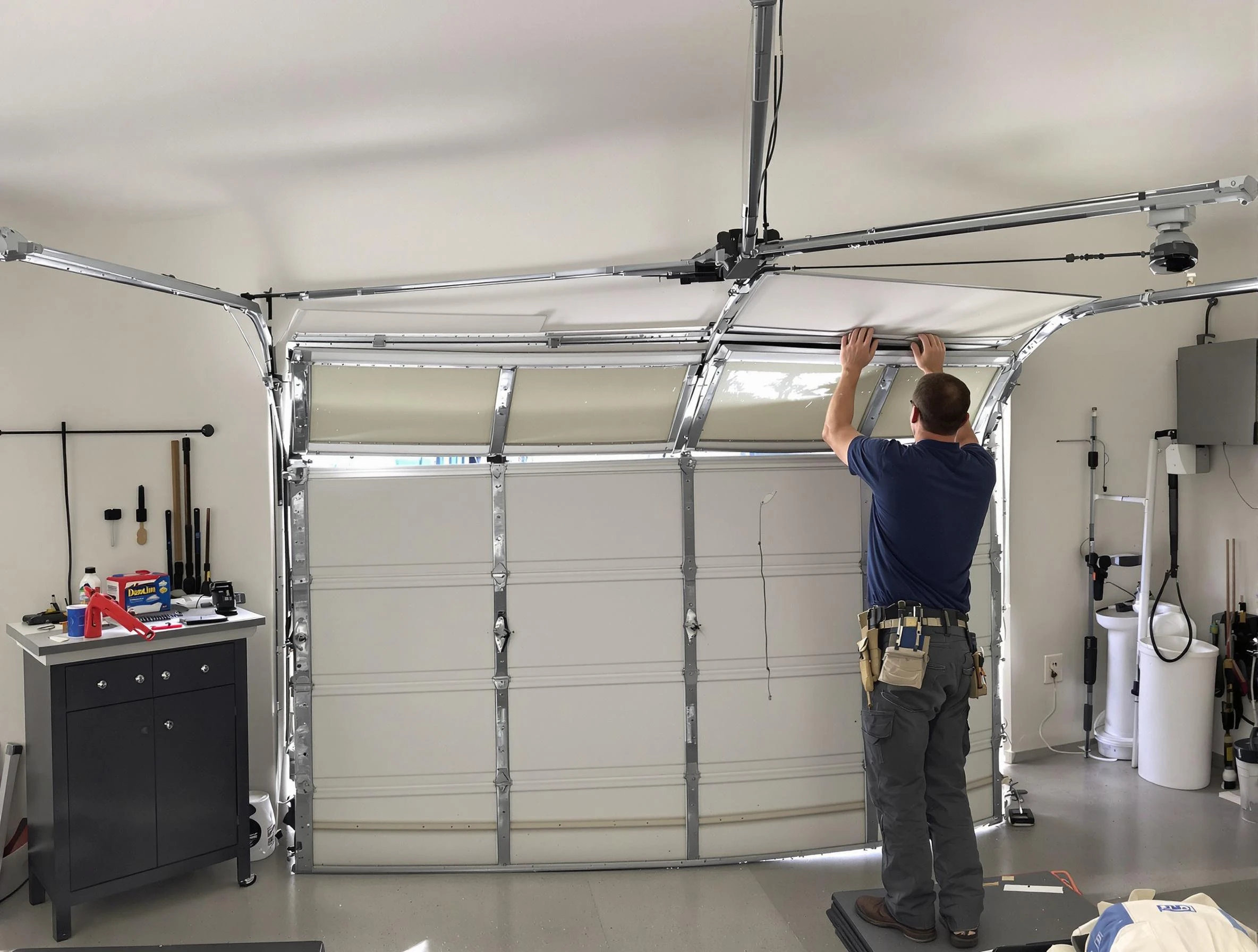 Forest Hills Garage Door Repair specialist performing precise section replacement on Forest Hills garage door