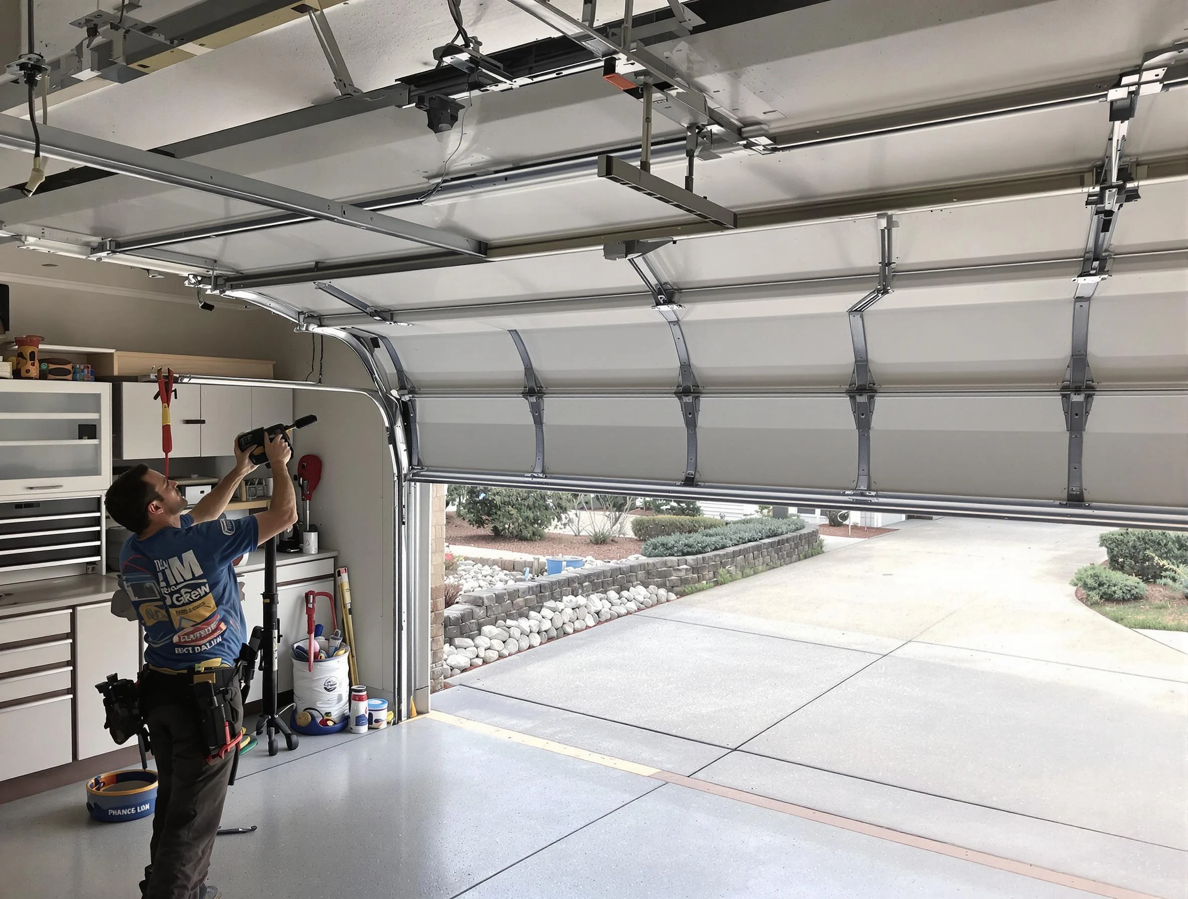 Garage door track repair service by Forest Hills Garage Door Repair in Forest Hills